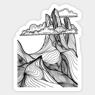 Mountain landscape and sky view line illustration Sticker